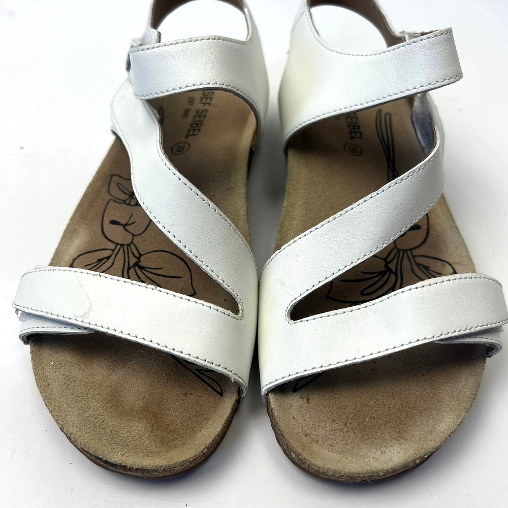 Josef Seibel Tonga 25 White Leather Strappy Cork Wedge Sandals EU 39 US 8.5 Boho - Picture 3 of 9